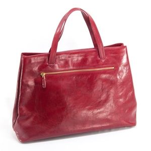 Monsac Red Leather Tote Bag